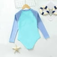thumbnail image 5 of Girls 1 Piece Swimsuit Long Sleeve Bathing Suits Quick Dry Beach Swimwear Color Block Athletic Kids Bathing Suit Girl 7-8 Years, 5 of 9