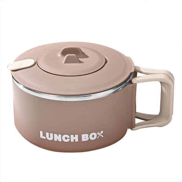 Fiambrera de acero inoxidable 304, cuenco para Fideos con tapa, drenable, calentable, apto para microondas, ligero con asa
