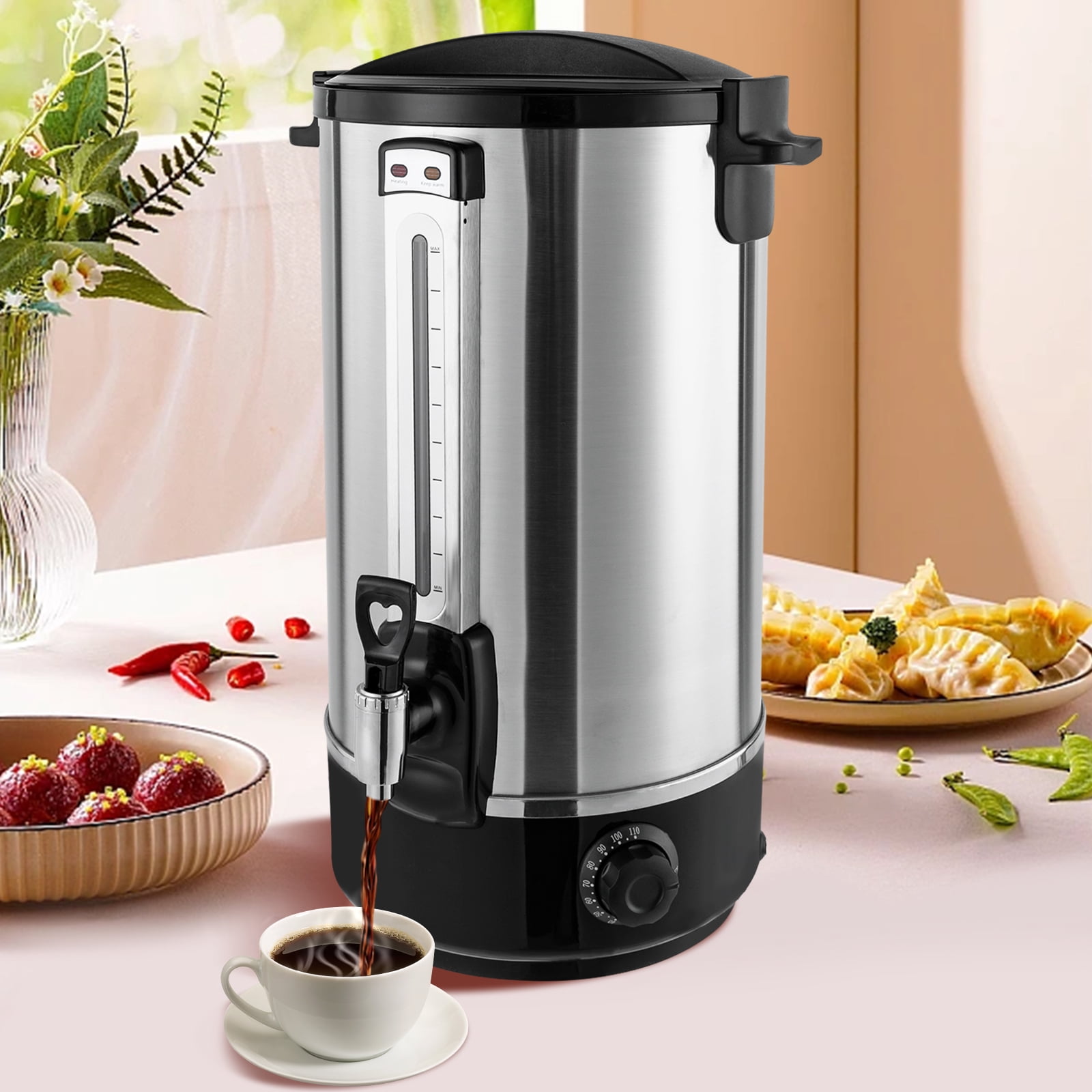 Commercial 4-Gallon Electric Hot Water Boiler, 2200W Stainless Steel Water Heater with Adjustable Thermostat & Insulated Double Layer – Perfect for Office, Events, Cafes & Catering