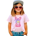 thumbnail image 4 of Colorful Painted Easter Bunny & Bow Shirt for Girls Spring Coquette Tee for Kids Pink Shirt 18 Months, 4 of 5