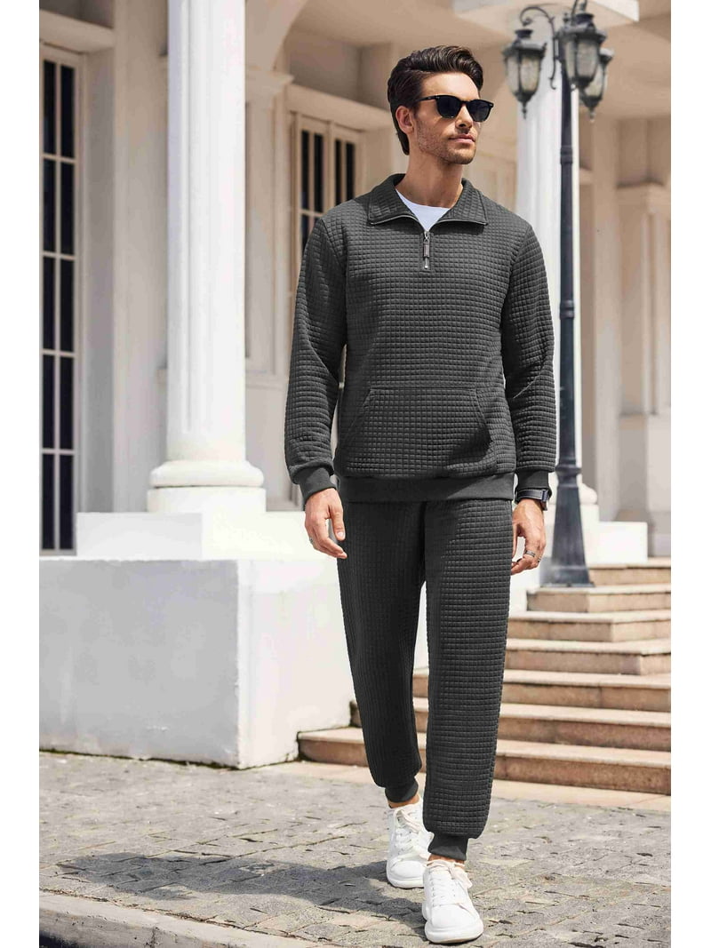 COOFANDY Men's Tracksuit Piece Quarter Zip Sweatsuit Workout