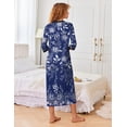 thumbnail image 4 of Bata Robe Ekouaer para mujer con cremallera y mangas 3/4, color azul XXL, 4 of 6