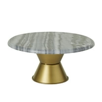 CosmoLiving by Cosmopolitan 14" x 7" Gray Ceramic Cake Stand with Gold Base, 1-Piece
