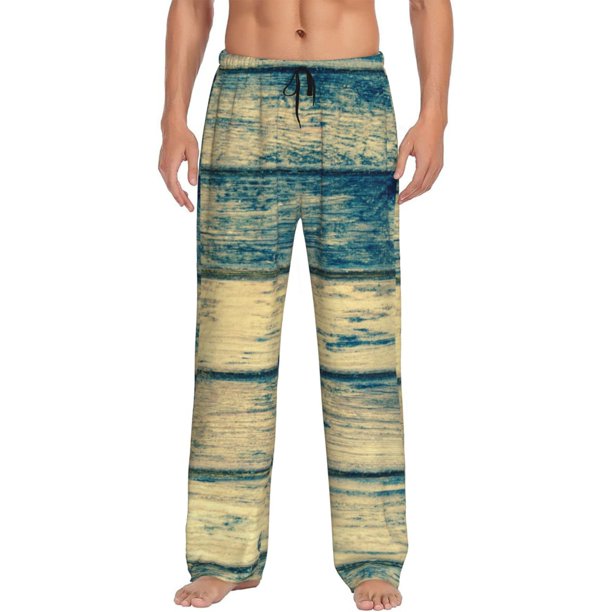 Balery Retro Wooden Pantalones de pijama para hombre, pijama ultraligero, pantalón de descanso-Medium