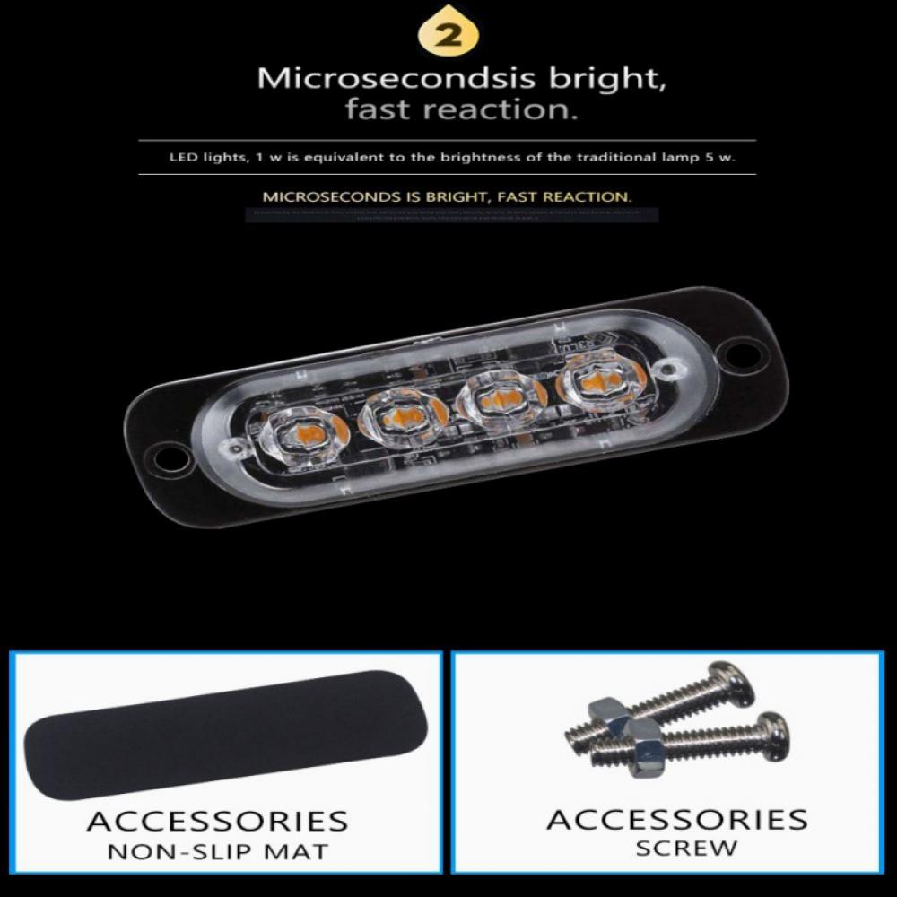 Buy 4 LED Strobe Warning Light Strobe Grill Flashing Breakdown ...