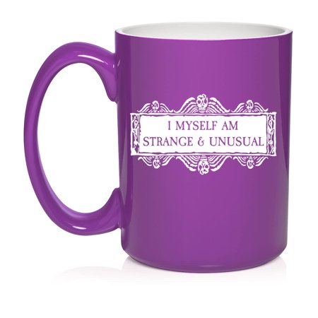 

I Myself Am Strange & Unusual Skulls Ceramic Coffee Mug Tea Cup Gift for Her Him Friend Coworker Wife Husband (15oz Purple)