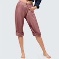 thumbnail image 2 of vigerkar Linen Pants for Women 2025 Casual Elastic Waist Cropped Trouser Fashion Resort Wear Beach Vacation Capris Clothes , L, 2 of 4