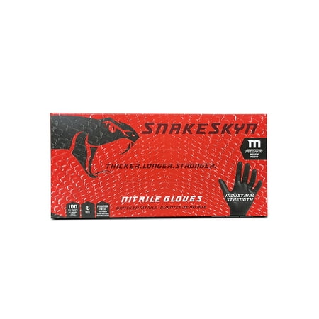 

SnakeSkyn Nitrile 100 Pack Black Disposable Gloves - Medium