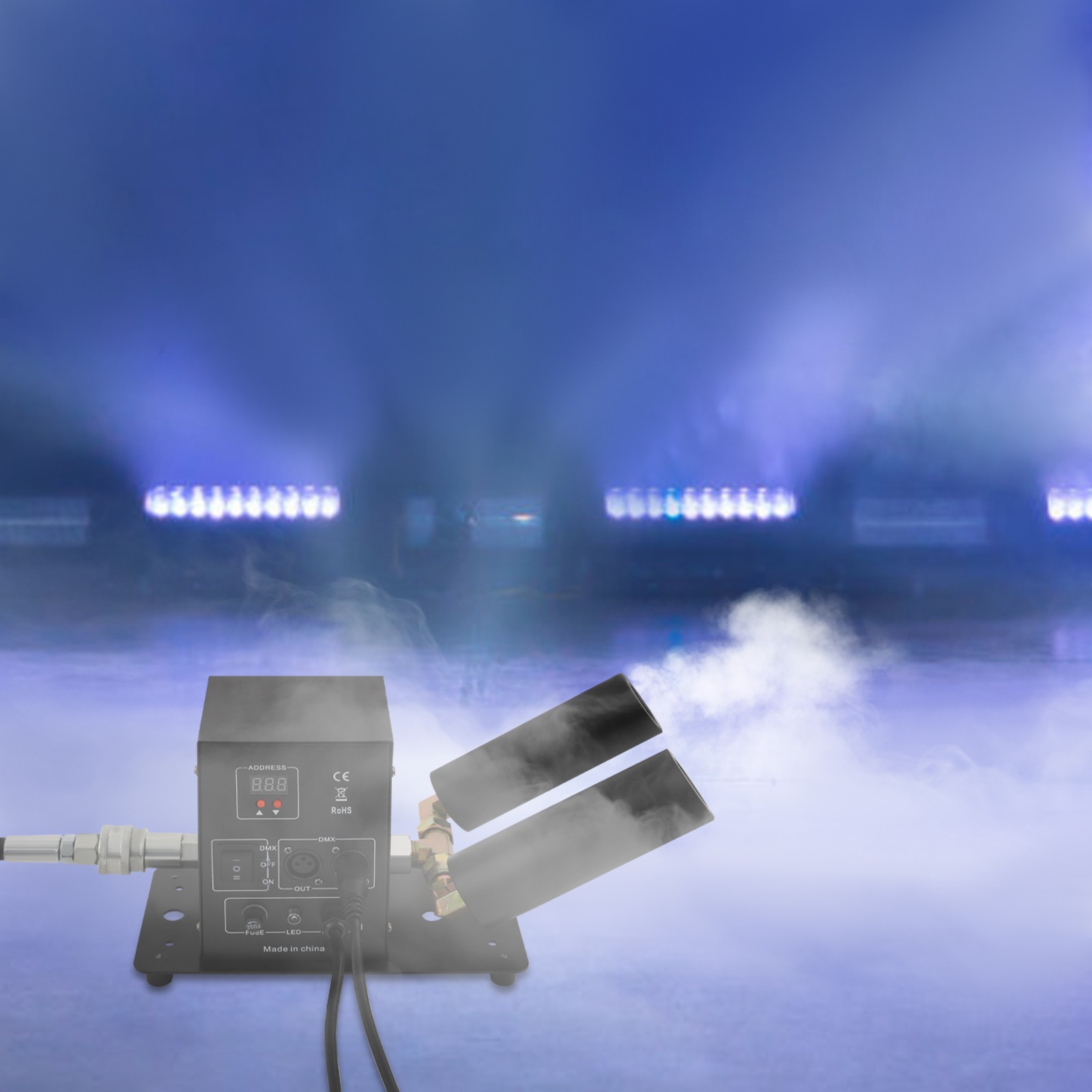 LiHUiee 150W 10A CO2 Jet Machine Dual Nozzles CO2 Fog Machine Modern Jet Fog Machine for Concerts, Parties