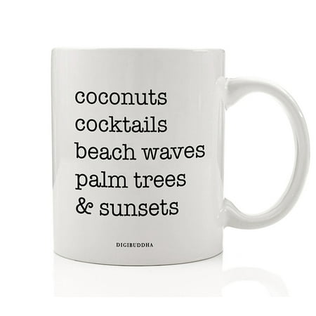 Island Paradise Coffee Mug Vacation Tropical Resort Easy Living Dream Life Great for Travel Going Away Present Christmas Birthday Gift Idea Friends Coworkers 11oz Ceramic Tea Cup by Digibuddha (Going Away Gift Ideas For Best Friend)