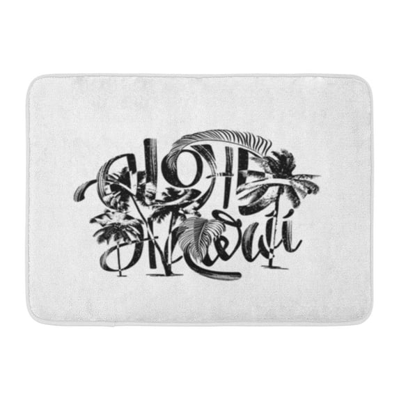 SIDONKU Aloha Hawaiian Lettering in Monochrome Black and White Colors Vintage Doormat Floor Rug Bath Mat 23.6x15.7 inch