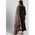 thumbnail image 5 of Janasya Indian Round Neck 3/4 Sleeve Solid Black Rayon Kurta With Dupatta For Women, 5 of 6