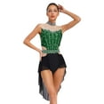 thumbnail image 2 of Aislor Women's Rhinestone Lyrical Jazz Dance Leotard Ballroom Tango Dance Dress Prom Party Mock Neck Bodysuit Green XL, 2 of 7