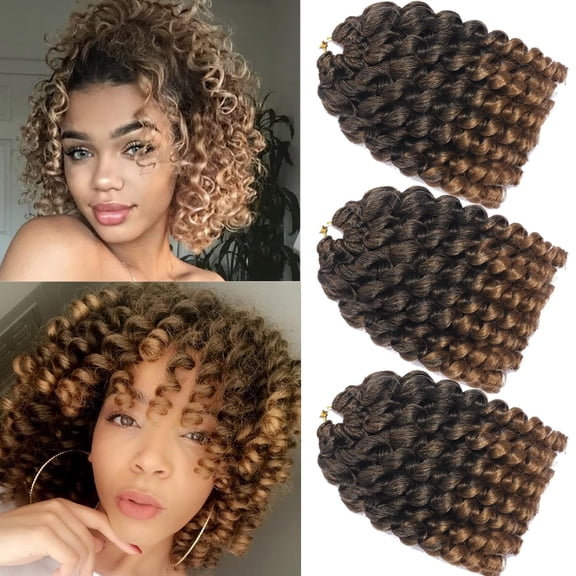 WEIF-3 Packs 2X Ringlet Wand Curl Jamaican Bounce Crochet Hair 8 inch Afro Curly Crochet Hair Extensions Crochet Braiding Hair 60 Strands