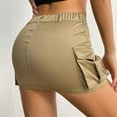 thumbnail image 3 of Zando Low Waist Cargo Skirt for Women Girls Vintage Mini Skirt Y2k Jean Skort Low Rise Short Denim Skirt with Pockets Khaki M, 3 of 5