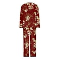 thumbnail image 4 of qolati Womens 2 Piece Pajama Sets Floral Print Long Sleeve Tops with Wide Legs Pants Sleepwear Matching Outfits Comfortable Soft Loungewear Pjs Suits, 4 of 4