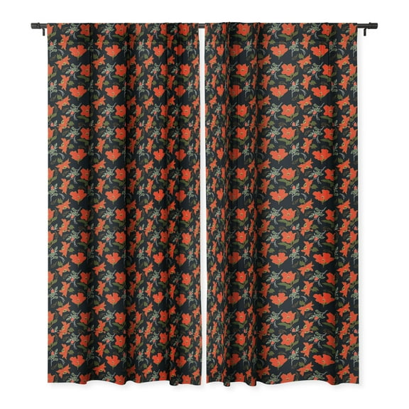 Society6 Marta Barragan Camarasa Night Bloom Single Panel Room Darkening Window Curtain 50" x 84"