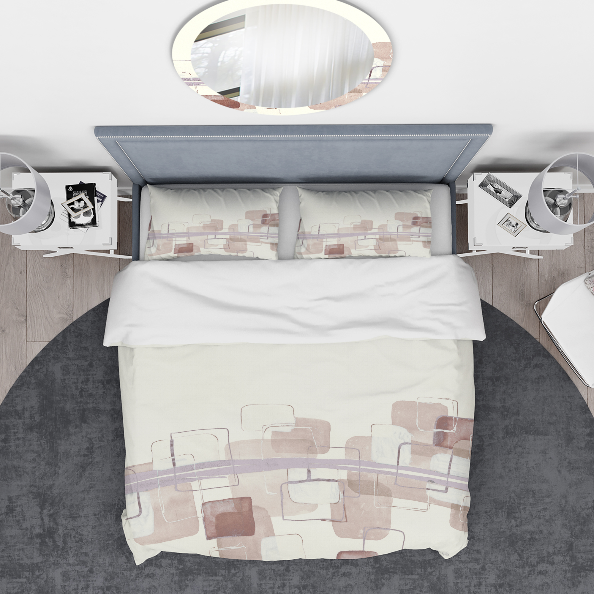 Designart 'Watercolor Minimal Boxes II' Geometric Duvet Cover Set