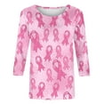 thumbnail image 7 of Womens T Shirts Fashion Printed T-Shirt 3/4 Sleeves Blouse Round Neck Casual Top Summer Tops For Women, 7 of 7