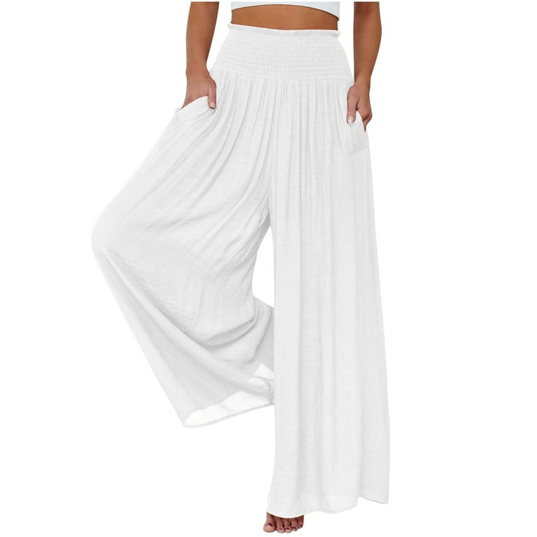 Jyeity Fashion Nova, Spring/Versatile Wide Leg Pants Satin Cargo Pants For  Women White Size XL(US:10)