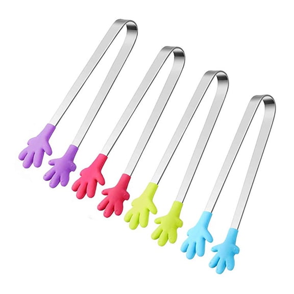 WRISTBIQUE Snack Grabber Tongs Silicone Head Assorted Color 4pcs