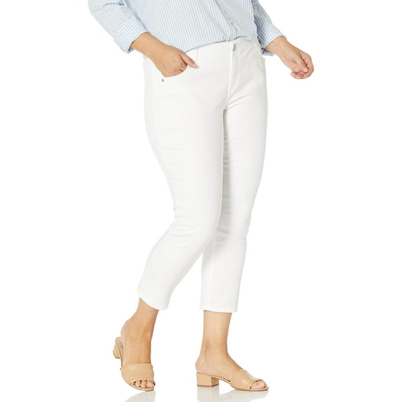 Democracy womens Plus Size Ab Solution Crop Jeans, Optic White, 16 US