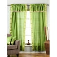 thumbnail image 2 of Lined 2 Gypsy Rod Pocket Curtains w/ Beaded Valance 2 Tiebacks Green 43W X 108L, 2 of 3