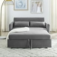 thumbnail image 4 of MH Grey Velvet Sleeper Sofa Bed w/USB, 3-in-1 Adjustable Pull-Out Couch, High-Density Foam, 2 Lumbar Pillows, Side Pocket - Perfect for Living Room & Bedroom, 4 of 11