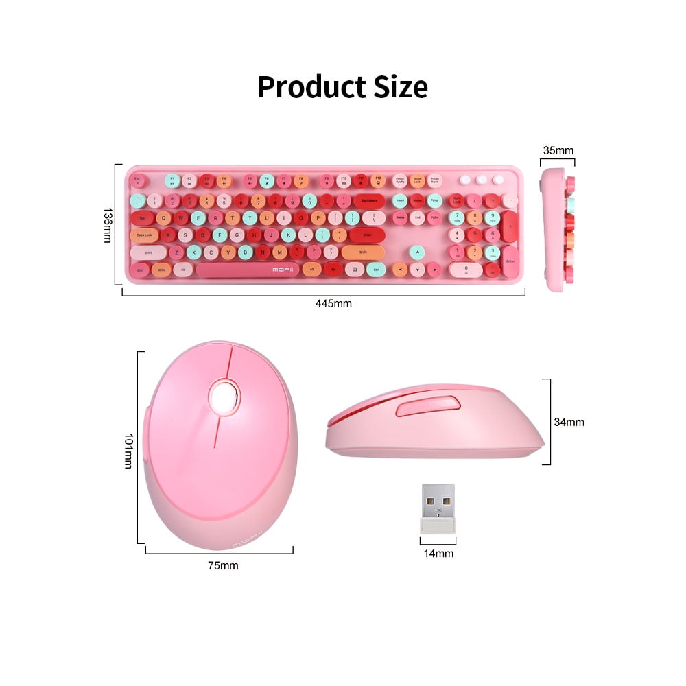 MOFii Wireless Keyboard and Mouse Set, 2.4G Wireless 104 Keys Keyboard, Colorful Compact Cute Retro Keyboard with Circular Suspension Key Cap, for PC Desktop Computer Laptop, Purple