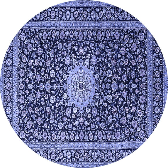 Ahgly Company Indoor Round Medallion Blue Traditional Area Rugs, 3' Round