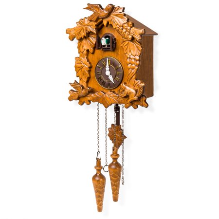Best Choice Products Handcrafted Wood Cuckoo Clock with Adjustable Volume, Night (Ipad Clock App Best)