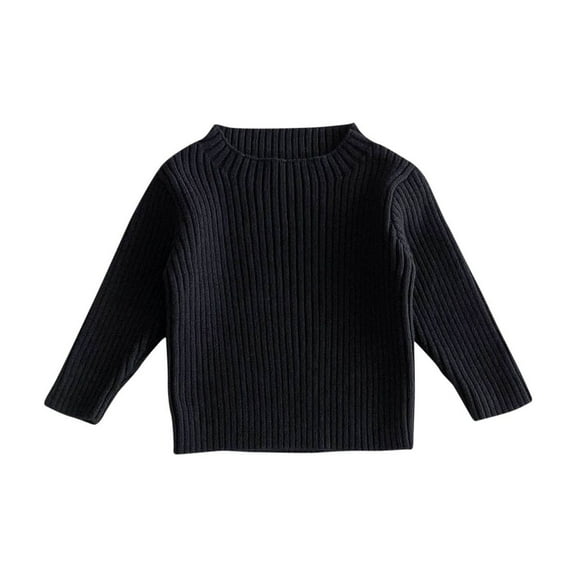 YUTK Toddler Boy Outfits Children'S Men and Women Long Sleeves Round Neck Tops Sweater Black