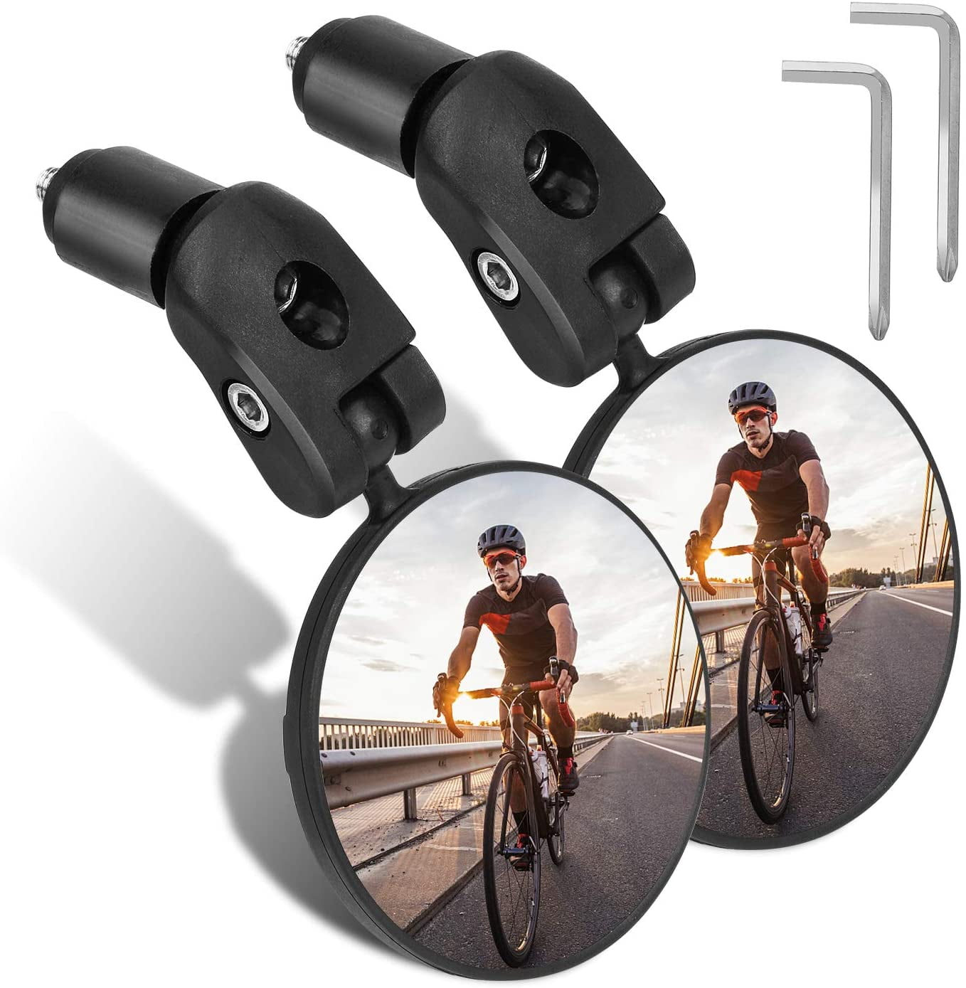 Easy Install Adjustable Handlebar Rear View Mirrors for Bicycle Electric Motorcycle Mountain Road Bike Bar End Bike Mirror 2 PCS Bike Mirror 