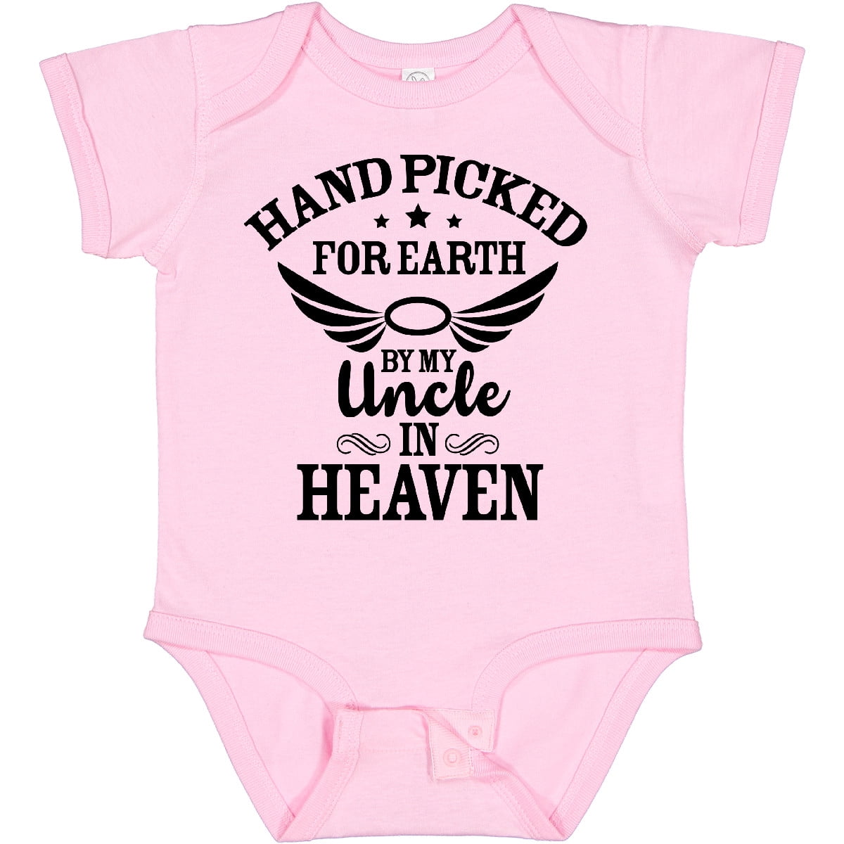 Inktastic Handpicked for Earth by My Uncle in Heaven with Angel Wings Boys or Girls Baby Bodysuit