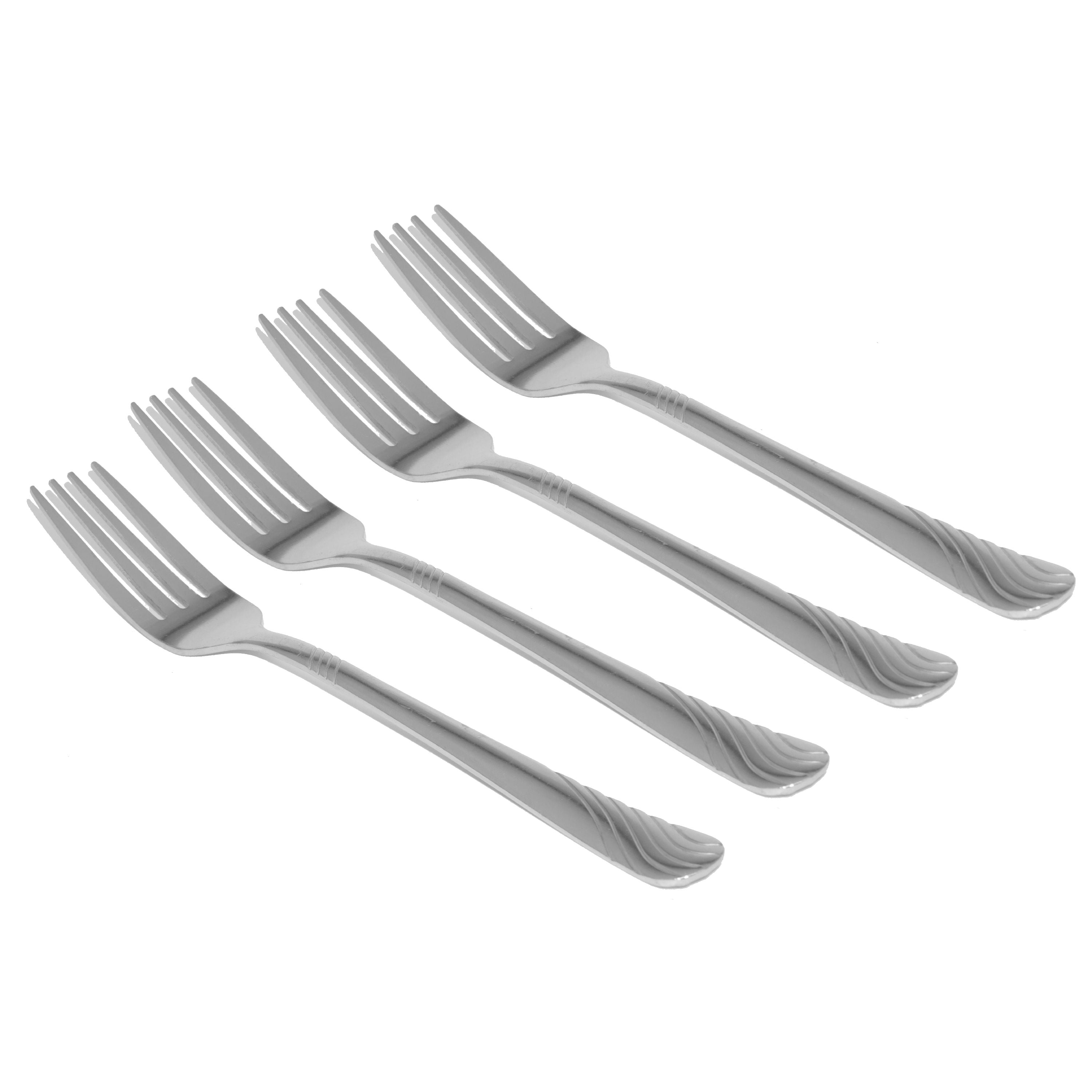 Mainstays Swirl Stainless Steel Dinner Fork Set, 4 Piece