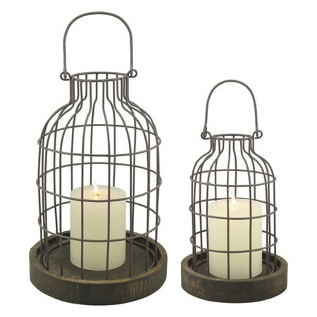 Beaded Cloche - CKK Home Decor Weathered Metal Cloches with Wood Base - Set of 2