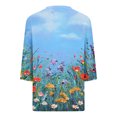 thumbnail image 5 of Hauts à Manches 3/4 pour Femmes Mode Féminine T-Shirt Ample Imprimé Blouse à Manches 3/4 Col en V Hauts Décontractés T-Shirts pour Femmes Mode T-Shirts à Manches 3/4 pour Femmes, 5 of 5