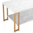 thumbnail image 5 of 2-Tier Marble PVC Coffee Table with Storage Shelf Sturdy Iron Frame Center Table, 5 of 6