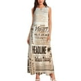 thumbnail image 3 of 2025 Old Newspapers Dress Summer Vintage Print Streetwear Casual Long Dresses Women Design Modern Maxi Dress Big Size 4XL 5XL, 3 of 6