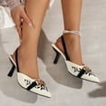 thumbnail image 5 of Miluxas Slingback Kitten Heels for Women Heeled Pumps Pointed Closed Toe Heels Vintage Stiletto Pumps Shoes Black 6.5(38), 5 of 9