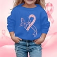 thumbnail image 2 of Hpapadks Crewneck Sweatshirts Kids Breast Cancer Graphic Crewneck Long Sleeve Pullover Sweatshirt Blue 9-10 Years, 2 of 4
