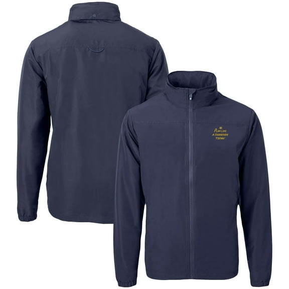 Men's Cutter & Buck Navy Notre Dame Fighting Irish Big & Tall Charter Eco Knit Recycled Full-Zip Jacket