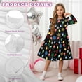 thumbnail image 5 of FKELYI Ruffled Long Sleeve Dress for Girl A-Line Pleated Twirly Dress Colorful Christmas Bulb Snowflake Print Crewneck Flowy Holiday Dresses for Kids Fall Outfits, 7-8 Y, 5 of 6