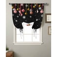 thumbnail image 2 of Christmas Black Tie Up Curtains for Window, Winter White Snowflake Xmas Balls Thermal Insulted Balloon Shade Adjustable Rod Pocket Curtains Valance Panels for Kitchen Bathroom Café 42 x 63, 2 of 7