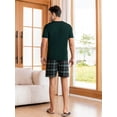 thumbnail image 3 of Men Solid Tee & Plaid Print Shorts PJ Set, 3 of 4