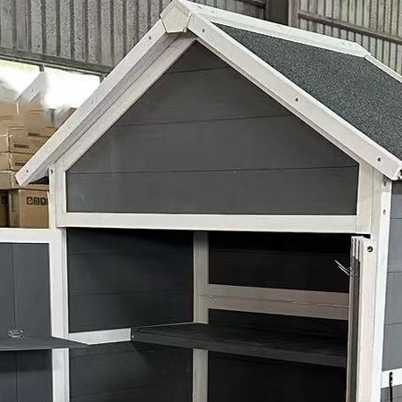 Outdoor Storage Cabinet, Wood Garden Shed with Waterproof Roof and Sturdy Lockable Doors, Outside Tool Shed, Grey