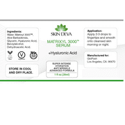 Skin Deva Matrixyl 3000 Serum with Hyaluronic Acid & Peptides for Hydration, Firmness & Skin Support, 1 fl oz