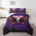 thumbnail image 2 of Sugar Skull Comforter Set King Size Death Moth Print Bedding Happy Halloween Bedding Comforter Sets Teens Halloween Decor Gothic Style Duvet Insert Halloween Themed Quilt, 2 of 6