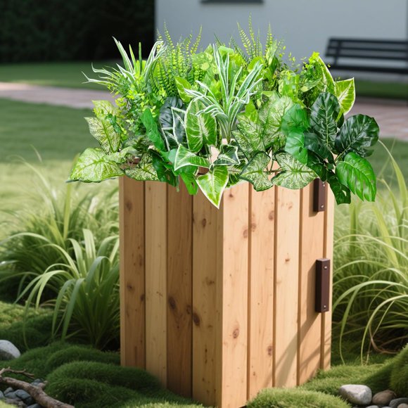 shiyou-Artificial Greenery Plants Outdoor Fake Ferns,15Bundles UV Resistant Faux Boxwood Bushes Plastic Spring Greenery Sterms Grass Plants No Fade for Pot Window Box Summer Decor