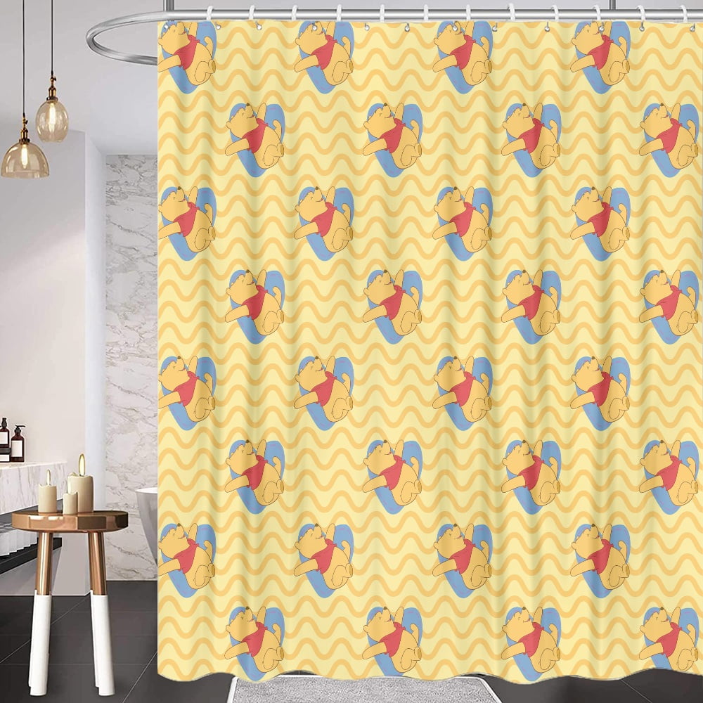 Cartoon Winnie the Pooh 3D Print Shower Curtain for Bath Modern